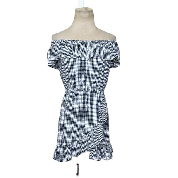 Lovers + Friends Blue Gingham Ruffled Mini Dress size Small - Picture 1 of 15